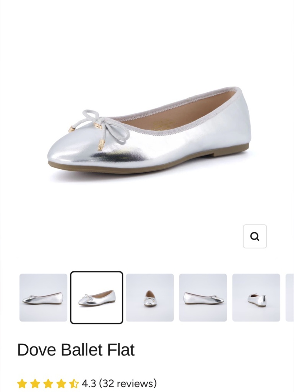 Cushionaire Metallic Silver Bow Ballet Flats - Picture 7 of 7